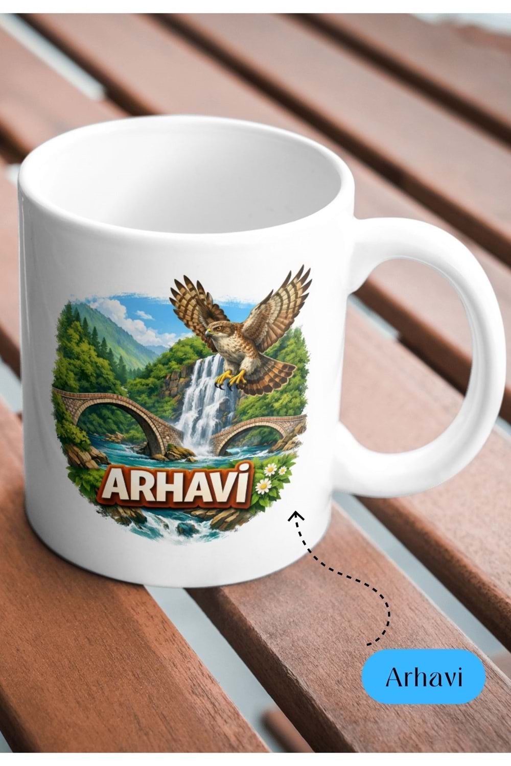 Win Ovro Premium Beyaz Porselen Hediye Çift Yön Baskılı Kupa Bardak - Arhavi 2